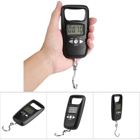 Balance électronique de poche WEIHENG 50 kg avec écran LCD et rétroéclairage pour bagages (noir) (1/5)