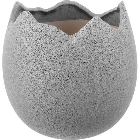 Beige Ceramic Indoor Planter in Egg Shape (1/5)