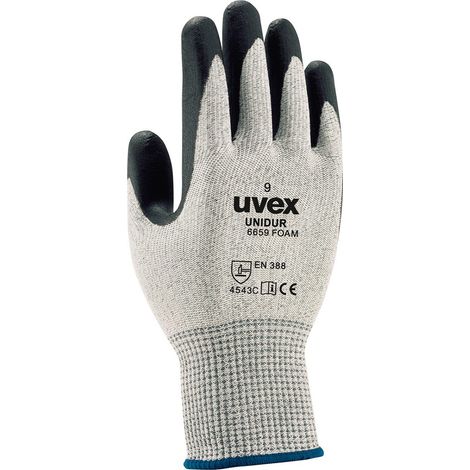 Gants de manutention Uvex Unidur 6659 foam taille 6, XS, Résistant aux coupures, 2 gants, Gris ( Prix pour 1 paire )