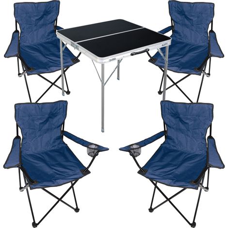 5-teiliges Campingmöbel Set Schwarz - Blau-MMC330883B+4xMPO2431 (1/5)