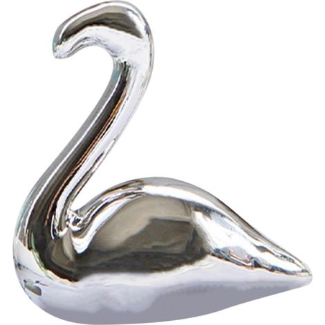 Ornement Flamant Rose Mini Modèle Créatif en Céramique Argenté Lisse et Délicate Décoration de Bureau pour Décoration de Pièce (1/5)