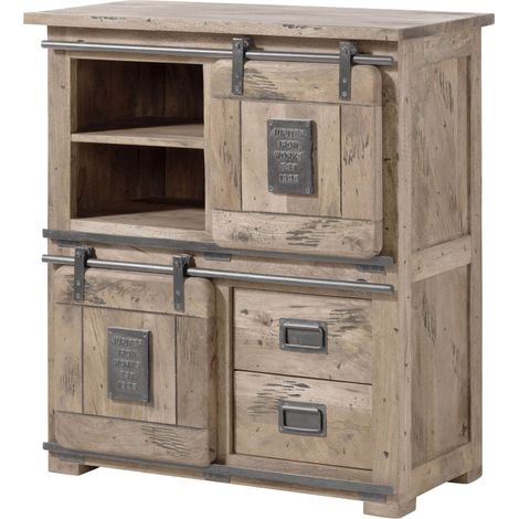 Highboard Mango 90x45x100 whitewash lackiert RAILWAY 3005