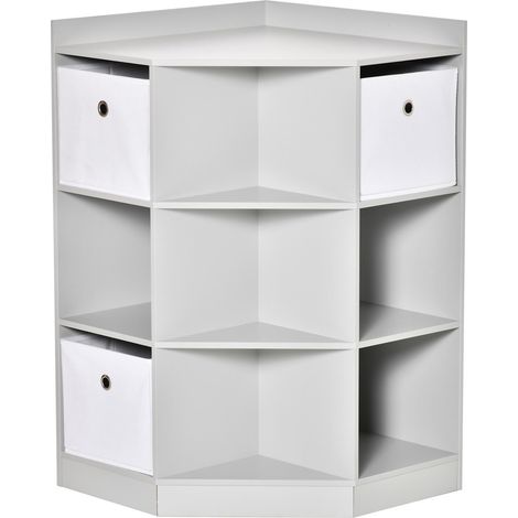 Étagère de rangement pour enfants, 3 tiroirs en non-tissé, MDF, stable, grise (1/5)