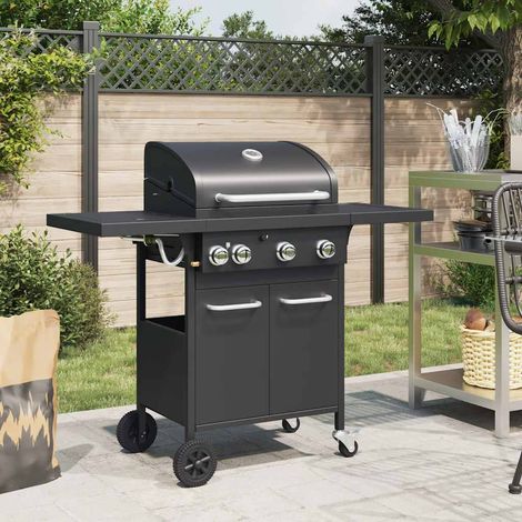 vidaXL Barbecue gril à gaz avec 4 brûleurs noir acier enduit de poudre (1/5)