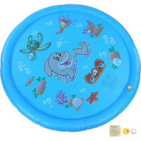 Tapis de Jeux d'Eau Gonflable 168cm Motif Dauphin pour Enfants, Arroseur pour Jardin et Plage (1/5)