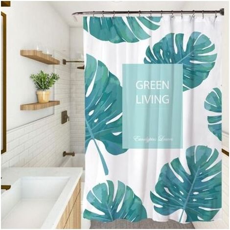 Rideau de douche lavable et résistant à la moisissure, 90 x 180 cm, séchage rapide, lesté, avec crochets, convient aux salles de bains et aux draps de lit. (1/4)