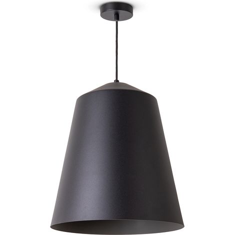 Paco Home Pendelleuchte Wohnzimmer Hängelampe Esstisch Küche Lampenschirm Industrial Pendelleuchte - Schwarz, Grau (Ø36.5 cm)