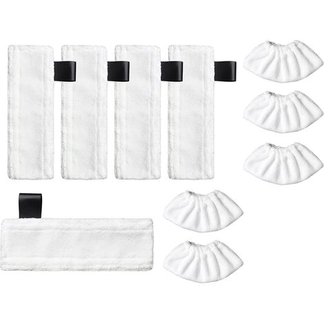 Lot de 10 chiffons et patins de rechange pour nettoyeurs vapeur Kärcher EasyFix – Accessoires compatibles SC2, SC3, SC4, SC5 (5 chiffons et 5 housses) (1/5)