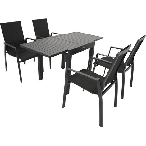 Garnitur ALCUDIA 5-teilig, Alu + Kunstgewebe schwarz (1/5)