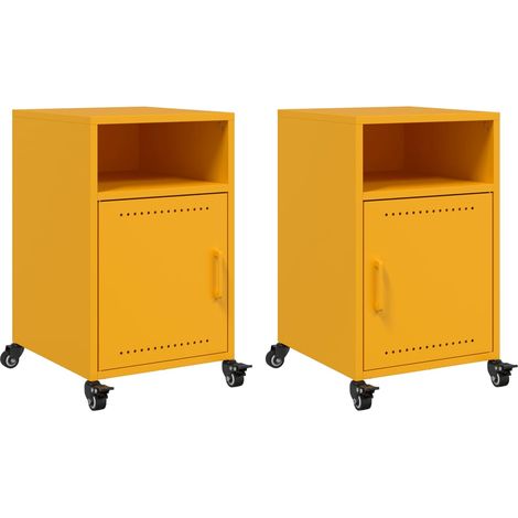 Maison Exclusive - Nachttische 2 Stk. Senfgelb 36x39x59 cm Stahl