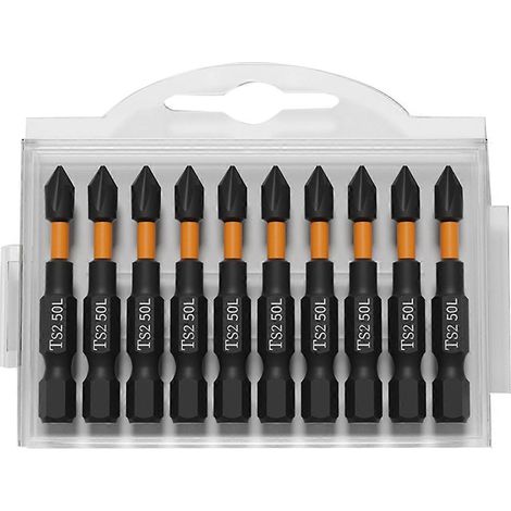 Lot de 10 embouts magnétiques PH2 de 50 mm pour tournevis à percussion, embouts de tournevis haute dureté, outil à main. (1/5)