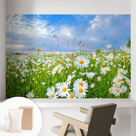 Papier peint intissé mural avec imprimé motifs uniques apparence moderne - Colle incluse gratuite Prairie estivale 104x70 cm (1/5)