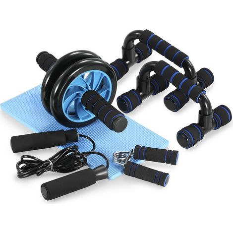 Ensemble de fitness et musculation 5 en 1 : vélo abdominal, cadre de traction, corde à sauter, bande de résistance et tapis de genoux pour entraînement à domicile (1/5)