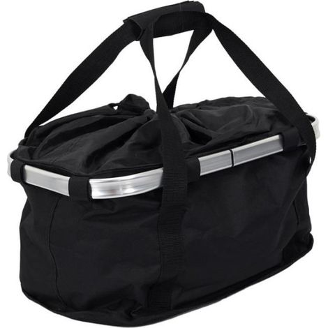 Paris Prix – Panier à vélo clipsable 42cm – 2 anses – Charge maximale 24L – Textile et polyester – Couleur noir