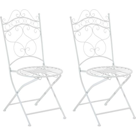 Set di 2 sedie da giardino terrazzo balcone design rustico in ferro battuto bianco 100002863