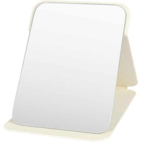 Miroir de Maquillage, Portable Table Miroir Pliable Super HD Multi Angle Pliant en Cuir PU Facile à Transporter Miroirs de Voyage Ultra Fin et Durable Pliable, Blanc 25  17.5cm (1/5)
