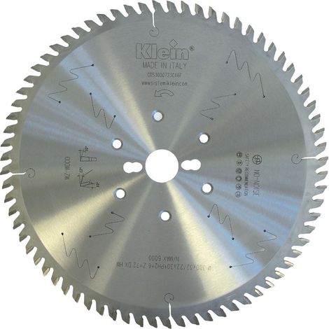Lama circolare universale HW per portalama D=300, d=30, B/c=3.2/2.2, Z (Nr. denti)=96, Fori trasc.=PH02 + 6/6/90 CES300.09630.X6F KLEIN (1/5)