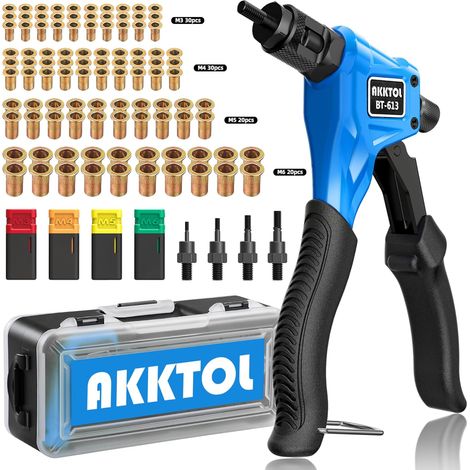 Pince a Insert Fileté, Pince a Insert, Ecrou a Sertir avec 100 Insert Fileté M6 M5 M4 M3, Pince a Sertir Ecrou facile à remplacer, avec étui de Transport, Pince Ecrou professionnel Manuel (1/5)