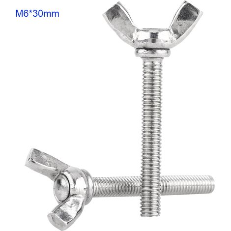 5 boulons papillon à ailettes M6 argentés en métal inoxydable 304 DIN316 (M630) (1/2)
