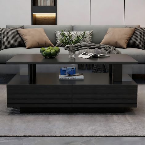 Tavolino da caffè LED 100x50x42,5 cm in acrilico nero con contenitore FLORAGRACE (1/5)