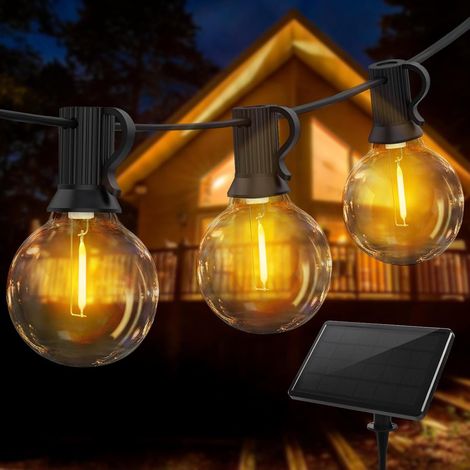 Solar-Lichterkette für draußen, 25 + 2 15 m LED-Solar-Lichterkette für draußen, IP65 wasserdichte Lichterkette für draußen mit 4 Beleuchtungsmodi für Garten, Hof, Terrasse, Party-Dekoration (1/5)