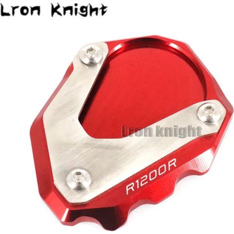 (Rouge) Compatible avec BMW R1200R (2006-2014) : béquille latérale CNC, extension et support. (1/4)