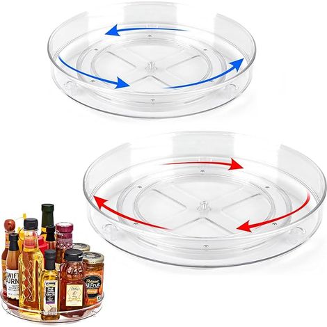 Plateau tournant 23.5cm + 27CM, plateau tournant de réfrigérateur de 360 °, rangement de cuisine, Susan paresseuse, rack d'assaisonnement rotatif, rangement de cuisine, approprié pour réfrigérateur, s (1/5)