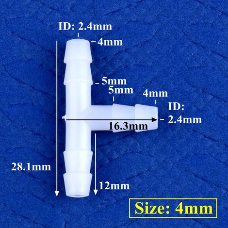 (4 mm - 50 pièces) Raccord en T blanc en PE, adaptateur pour réservoir d'aquarium, tuyau de pompe à air, raccords en forme de pagode, connecteurs pour tuyau d'irrigation de jardin (1/5)