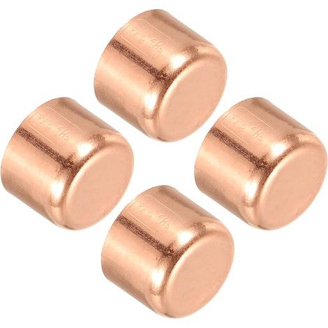 4 x Copper Pipe Caps, Fitting End Caps, Pipe Ends for Welding Plumbing Connections Tube Air Conditioning, 19.1 x 17 mm (Diameter x Height) (1/5)