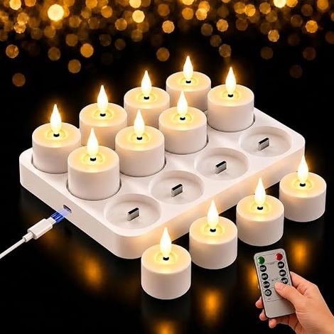 Bougies Chauffe-Plat LED sans Flamme Lumière Chaude Vacillante Décoration pour Mariage et Fête (1/5)