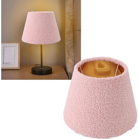 BelleRise - Abat-jour conique en tissu peluche – doux et élégant rose – pour lampe de table, lustre ou chevet (1/4)