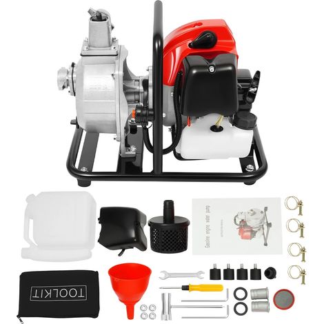 1.7HP 1" Pompe à Eau a Essence Jardin Thermique Motorpompe 2 Temps 135 l/min