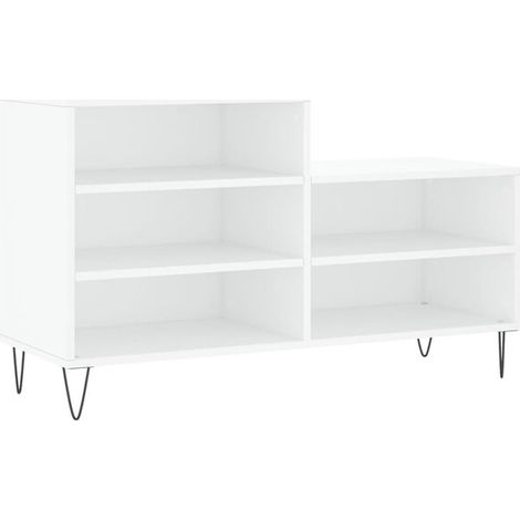 Meuble à chaussures blanc, 102x36x60 cm, en bois composite. (1/5)