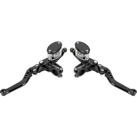 1 paire de leviers de frein et d'embrayage hydrauliques noirs avec réservoir de maître-cylindre en aluminium 7/8 po pour moto (1/3)