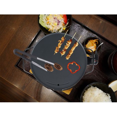 Elektro Tischgrill Ø40cm für 4 Personen, Teppanyaki mit Grillzange, 2000W (1/5)