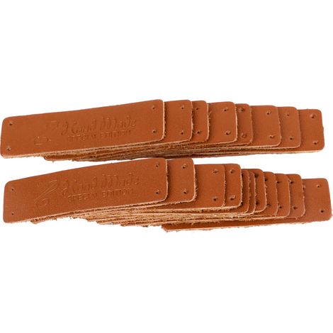 Étiquettes décoratives cousues à la main, étiquettes en cuir, étiquettes volantes, accessoires faits main BB3 DIY, cuir véritable, étiquettes en cuir estampées à chaud, cuir pleine fleur marron (1/5)