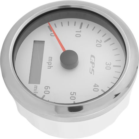 Compteur de vitesse GPS 85 mm (3,35 pouces), écran LCD 0-60 mph/h avec rétroéclairage réglable, pour camping-cars et bateaux, 9-32 V CC, blanc (1/5)