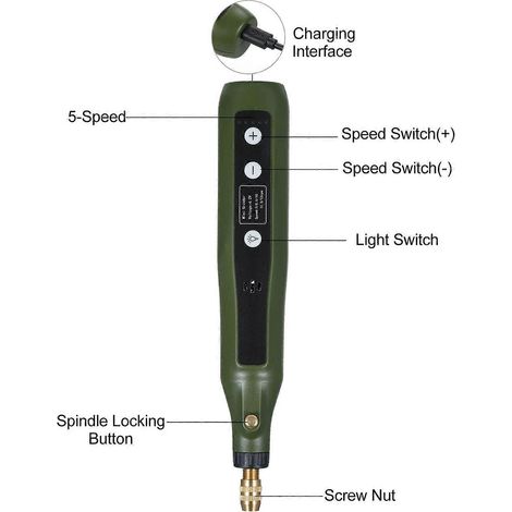 Mini-outil rotatif, meuleuse à 5 vitesses, outils rotatifs multifonctions avec batterie 4,2 V et 180 accessoires