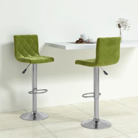 Barhocker 2 Stk. Hellgrün Samt