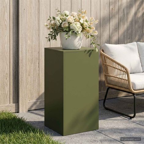 vidaXL Soporte de plantas Verde oliva 40 x 40 x 80 cm Acero oxidado (1/5)