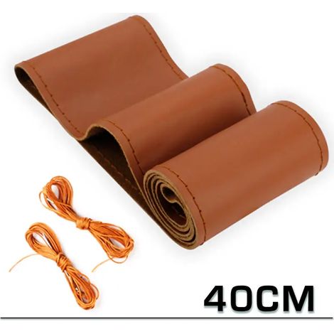 (Marron - 40 cm) Housse de volant universelle tressée extra large en similicuir doux et antidérapant, accessoires intérieurs pour voiture (1/3)