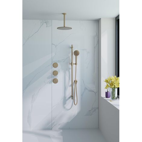 Fortifura Nebbio Ensemble de douche pluie - robinet encastré - élément encastré - barre de douche - flexible de douche lisse - douchette ronde - bras