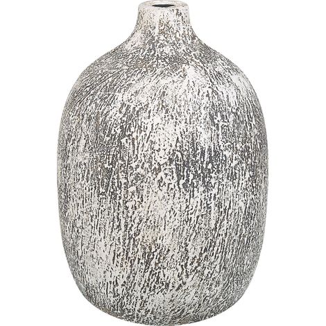 Florero de terracota gris blanco 36 cm aspecto envejecido dormitorio (1/5)