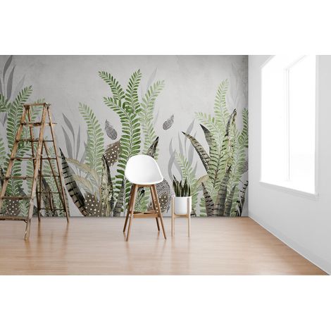 Papier Peint Feuillage - Fougères et Plumes Naturelles - 400 x 260 cm (1/2)