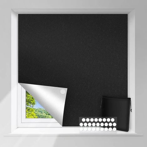 Store occultant fenêtre sans perçage – Tissu Oxford haute densité – Revêtement PU argenté – 15 attaches auto-adhésives – Pour fenêtres de toit (1/5)