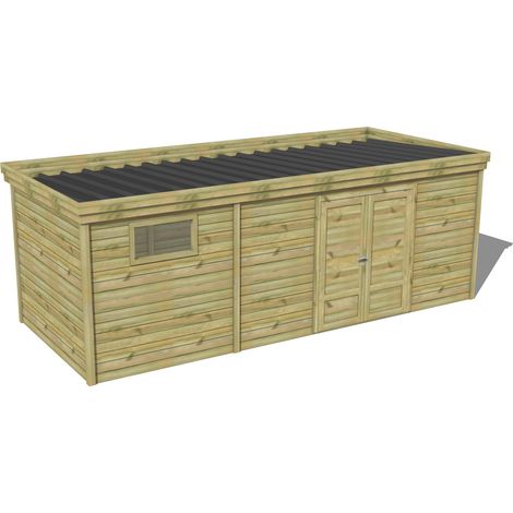 ABRI DE JARDIN bois traité 27mm, 6,9x2,6m, 18m2