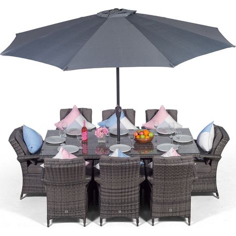 Arizona Rectangular 8 Seater Rattan Patio Dining Set - Grey (1/5)