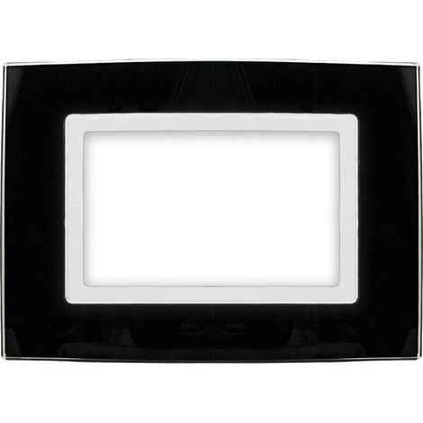 Placca Elegance 3M 4M 6M Compatibile Bticino Matix Nero,3 POSTI (1/2)