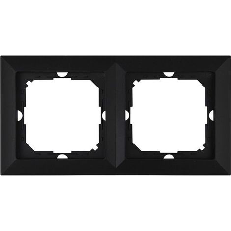 Cadre double pour prises - - Noir mat - 2x(81x81 mm) - Installation verticale et horizontale - Design classique