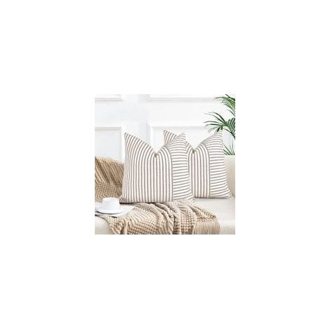 Housses de coussin déco bohème en coton – Lot de 2, 40 x 40 cm, gris, pour canapé, salon ou chambre (1/5)